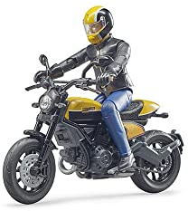 bruder 63053 - Scrambler Ducati Full Throttle, Motorrad und Fahrer - 1:16 Motorrad, Spielzeugfigur, Motocross