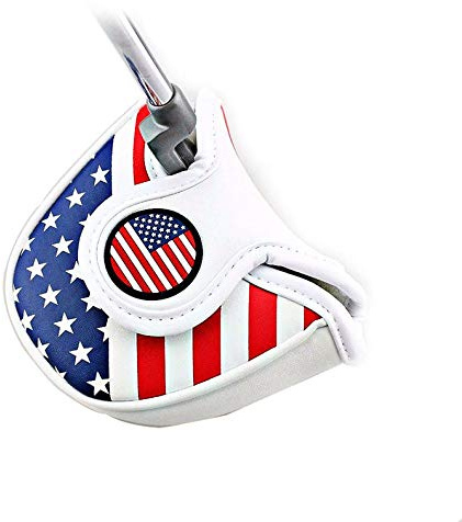 Golf Putter Cover, Golf Club Head Covers Mallet Putter Headcover Synthetic Leather Golf Blade Putter Cover with Magnetic Closure & America USA Style for Golf Putter Covers for Blade Putter Covers