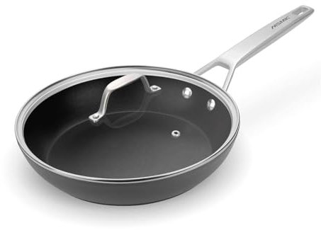 MsMk 10 Inch Frying Pan Nonstick with Lid, Induction Fry Pan with Lid, Titanium and Diamond Non Stick Coating From USA, for Induction, Ceramic and Gas Cooktops, Oven Safe 10 Inch Skillet Nonstick