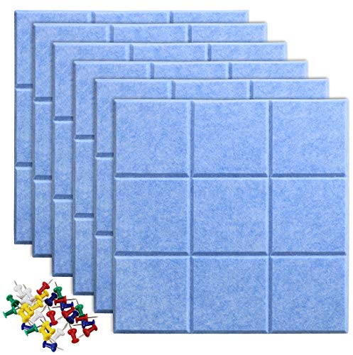 Uoisaiko Große Filz Pinnwand Selbstklebend mit 30 Pinnnadeln, 6 Stück 30x30cm Filzboard Memotafeln Memo Boards Bulletin Board Wanddekoration für Büro Küche, Fotos Memos