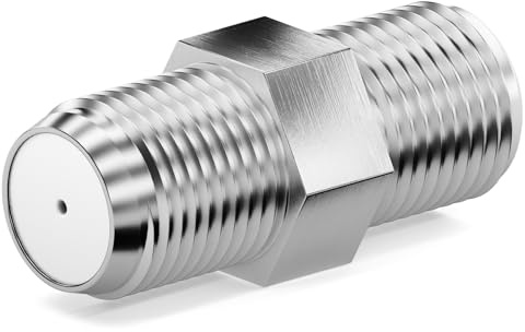 HB-DIGITAL 1x Profi SAT Koaxialkabel Adapter Verbinder F-Kupplung F-stecker Für Fernsehkabel Antennenkabel Satelliten Kabel 2X F-Buchse Breite - Vernickelt