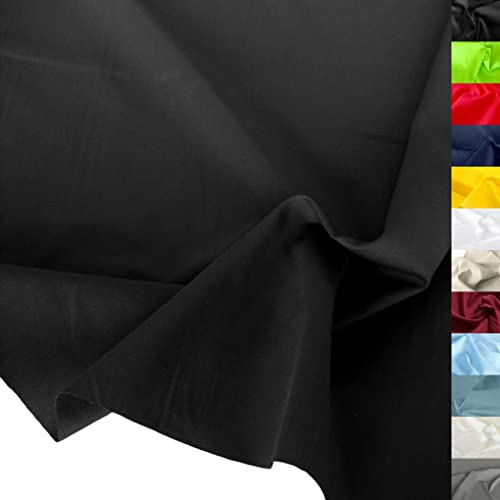 TOLKO 50cm Baumwollstoff Meterware uni | Popeline Stoff aus ÖkoTex Baumwolle in leuchtenden Farben | Kleiderstoff Dekostoff Vorhangstoff Bezugsstoff Patchwork Kinder Stoffe zum Nähen (Schwarz)