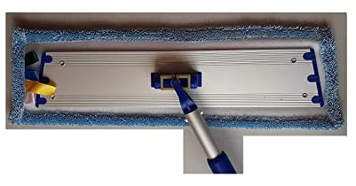 Le Plus de l'Entretien Balai Trapèze Lavage à Plat Fixation Velcro + Bandeau Microfibre + Manche Télescopique 140cm