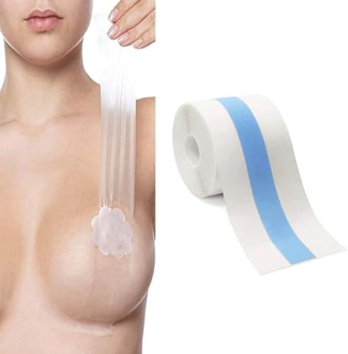 ROSAA Ruban adhésif pour relever le sein, invisible, idéal pour robe sans épaule de nuit, décolleté V, 5 cm x 5 m, transparent, Taille Unique