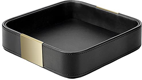 SANZIE Portaoggetti da scrivania in pelle di lusso, piccolo organizer da scrivania, vassoio decorativo per tavolo d'ingresso per contenere gioielli, orologi, cosmetici, chiavi, telefono, portafoglio,