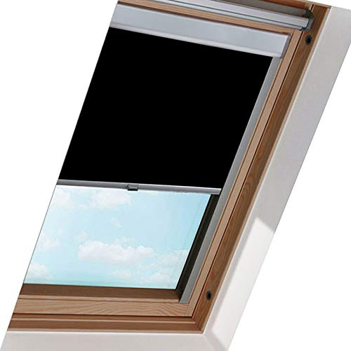 Einfeben Dachfenster Rollo Verdunkelungsrollo für VELUX Dachfenster / S08 Schwarz (97.3x116.0cm)/ Verdunkelung & Thermo Hitzeschutz