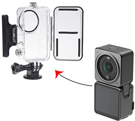 Camkix wasserdichte Hülle kompatibel mit DJI Action 2 Power Combo oder DJI Action 2 Dual-Screen Combo – transparent – schützt bis zu 147 Fuß/45 m unter Wasser – klares Display – Tauchen, Skifahren