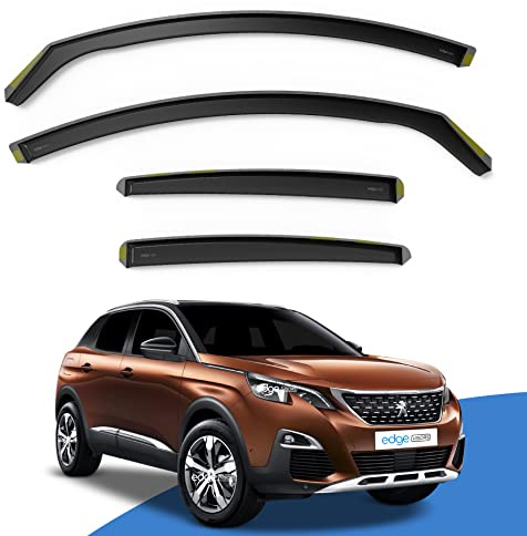 EdgeVisors Wind Deflectors for Peugeot 3008 MK2 (2017-2023) 5 Door MPV 4pc Set | Tinted Acrylic In-Channel Side Window Visors & Rain Guards | 3008 Accessories