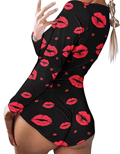 Générique Combinaison Pyjama Femme Une-pièce Manches Longues Sexy Shorts Combinaison de Nuit Body Fonctionnelle à Rabat boutonné, Pyjama boutonné pour Adultes Barboteuses Vêtements