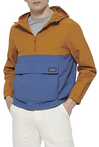 Levi's Men's Lightweight Taslan Hooded Popover Windbreaker Jacket, Spice, XX-Large