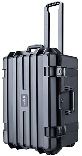 Lykus HC-6030 stort vattentät hårt fodral med hjul, anpassningsbart skum, 59,7 x 42,7 x 27,2 cm, lämplig för stor elektronisk utrustning, Svart, HC-6030