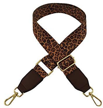 Väskrem, 3,8 cm bred, justerbar axelrem från 75–130 cm, axelrem på väskan med leopardmönster, ersättningsväska, axelremmar, väsktillbehör, för kurirväskor, brunt leopardmönster A