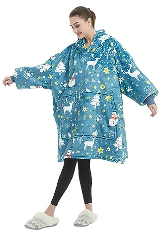 Sacebeleu Decke Hoodie Sweatshirt | Flauschige Sherpa TV-Decke mit Ärmeln | Oversized Kapuzen Pullover Kuscheldecke mit Känguru Tasche | Flanell Fleecedecke | Einheitsgröße für Damen,Herren