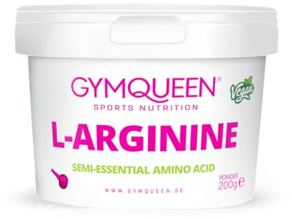 GymQueen L-Arginine Powder 200g, 100% reines Arginin-Pulver, 100 Tagesdosen, vegan