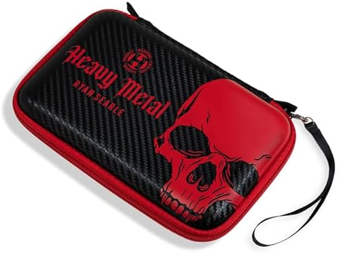 Harrows Darttasche Ryan Searle Player Pro 6 | Dart Case Dartshalter I Darts Case fasst 6 Darts | Schützendes Eva-Material | für 6 Dartpfeile komplett montiert und Dartzubehör I Schwarz Rot