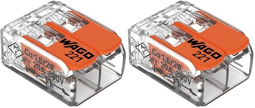 WAGO Verbindungs-Klemmen 221-412 | 2-polig, bis 4 mm², 100 Stück, COMPACT Kabelverbinder mit Hebel für alle Leiterarten weltweit, bestätigte Anwendungssicherheit (Packung mit 2)