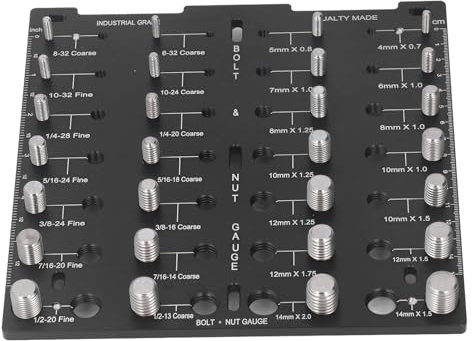 Bolt Nut Thread Checker, 28 Holes Metric and American Thread Identification Board with Work Gloves Thread Identifier Board Versatile Tool
