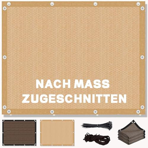 Sonnensegel Terrasse 1.6x3.2M Segeltuch Wasserdicht, Sonnenschutz Markise inkl Seil, 95% UV-Schutz Reißfest Wetterfest, für Terrassendach, Wintergarten, Beige