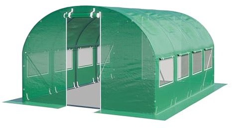 TOOLPORT Foliengewächshaus Gewächshaus 3x4m stabil & langlebig mit Fenster - reißfeste PE Plane 180g/m² grün transparent
