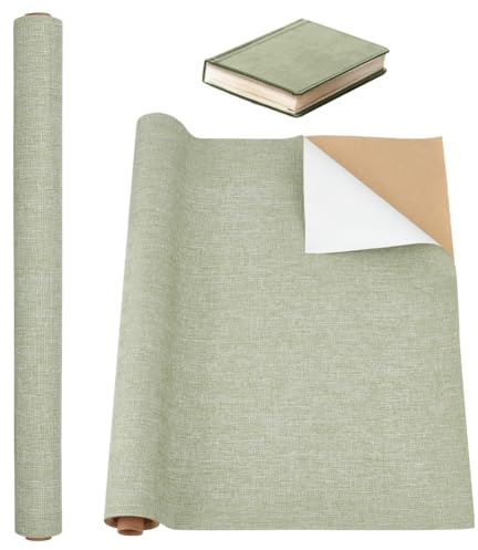 OLYCRAFT 100x43cm Tissu autocollant pour reliure de livre Vert de mer foncé Couverture de livre en tissu avec dos en papier Couverture protectrice pour reliure de livre Album de Scrapbooking Bricolage