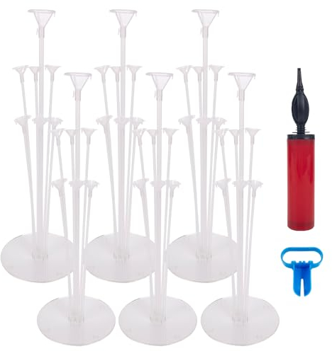 6 Pcs Balloon Stand Kit - Reusable Table & Floor Stands, Sticks & Holders for Wedding, Birthday, Party Decorations