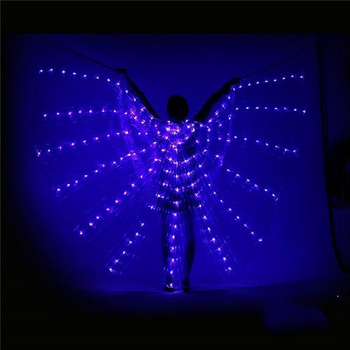LED Flügel für Erwachsene, Leuchtende Feenflügel LED Schmetterlingsflügel Isis Flügel Bauchtanz Engelstanz Flügel, Performance-Kostüm für Halloween und Weihnachtsfeiern, Maskerade (Blaues Licht)