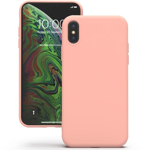 YATWIN Hülle für iPhone X/iPhone XS, Silikon Handyhülle mit Futter, 1mm Kamera und Displayschutz, Dünn & Leicht, Anti Kratzer Case, Rose