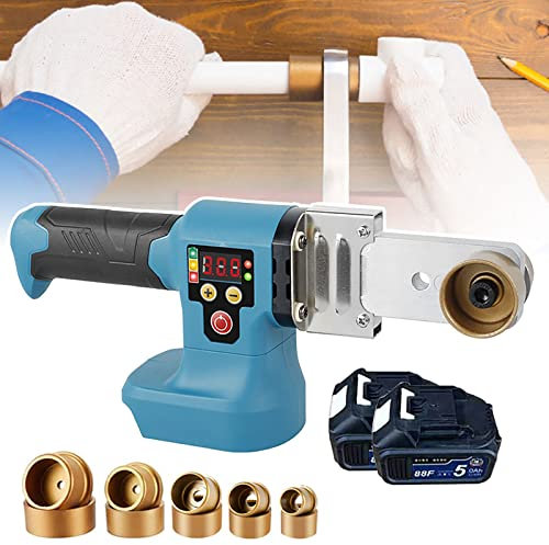 SNBGRYE Saldatore per Tubi dell'Acqua in Plastica Senza Fili, Kit Saldatore con Display Digitale (230-320 ℃), Saldatore per Tubi Ppr da 240 W, per Tubi Ppr PE Pb (20, 25, 32 MM), con 2 Batterie