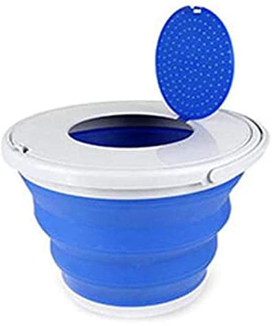 QTANZIQI Outdoor bucket,Creative,Quality，Meticulous ，comfortable，strong bearing capacity, outdoor folding bucket with lid fishing camping car wash bucket outdoor cam washing laundry cleaning-Blue 5L