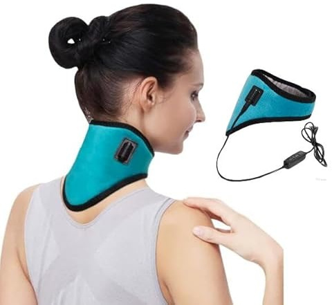 Minerve Chauffante Ceinture Cervicale Réglable avec 3 Niveaux de Température Tour de Cou Chauffante Ceinture de cou USB Chauffage Doux Protège-nuque Chaud Soulagement Douleur Cou Masion Bureau