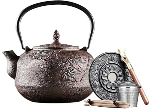 Teiera Bollitore, Teiera in Ghisa, Bollitore, Interno Smaltato Giapponese Classico Nero, Manico Alto
