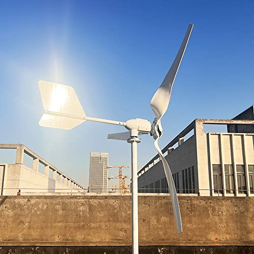 KX-ENERGIE 3000W Horizontale Windkraftanlagen 48V Windräder mit Laderegler | 3 Flügeln Windturbine für Heimgebrauch Off Grid Stromergänzung,Dreifase Permanentmagnet-Generator mit MPPT Laderegler