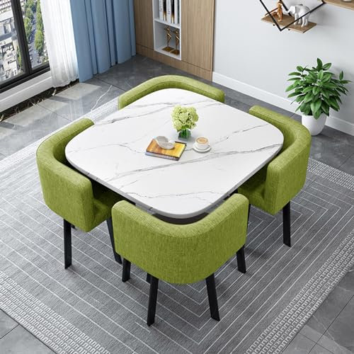 Quadratisches Esstisch-Set aus Holz mit 4 Stühlen, moderner Konferenztisch und Empfangstisch, Kombi-Küchentisch-Set für 4 Personen, ideal für Wohnzimmer, Esszimmer (80 cm)