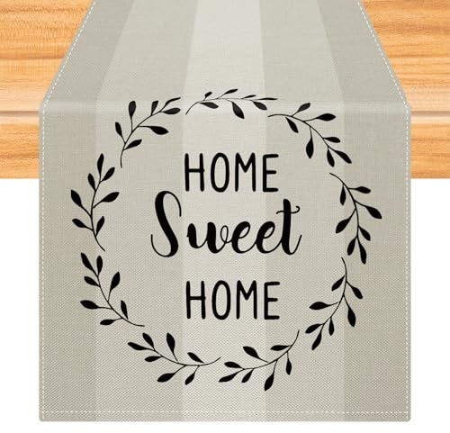 Kiatuniya Runner Tavola Moderna Beige Runner da Tavolo Strisce Centro Tavola Decorazioni Lavabile Tovaglia Decorazioni Runner per Cucina Ristorante Giardino Esterno Feste 40x140 cm