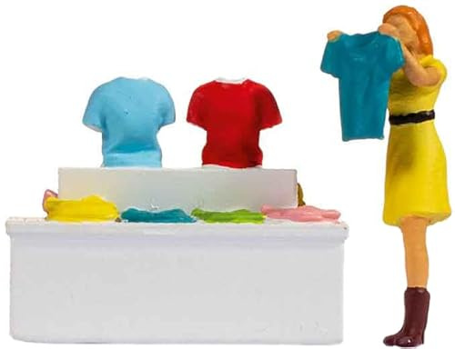 NOCH Tiny-Scenes „Kleiderkauf“, realistische Marktszene mit Modellfiguren, ideal für Spurweite H0