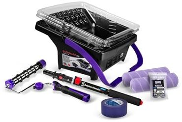 BARRACUDE Profi Maler-Set BASIC 8-teilig Komplett-Set - 1 x Farbwanne, 2 x Einlagen, 1 x Griff, 2 x Farbrollen, 1 x Malerband, 1 x Teleskopstiel