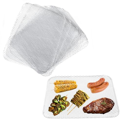 Lemecima 10 Pack Grill Topper, Grill BBQ Disposable Grill Toppers, Topper for Outdoor Grill Disposable Grilling Liners Prevent Food from Falling Through Grill Grates(15x12 Inch)