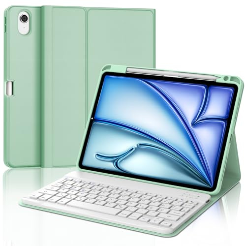 JADEMALL Tastiera iPad Air 11 M3/M2 2025/2024, Custodia Tastiera per iPad Air 11 M3/M2, Italiano QWERTY Bluetooth Rimovibile con Supporto Pencil, Verde chiaro