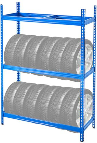 VEVOR Reifenlagerregal Reifenhalter mit 2 Ablagen bis zu 12 Standardreifen, Hochleistungs-Reifenträgerständer aus Metall mit verstellbarem Abstand, belastbar 150 kg ideal für Garagenwerkstätten