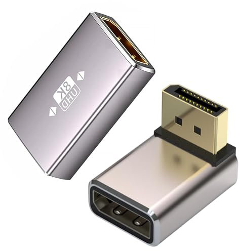 2 Stück Displayport Verlängerung,Hdmi Eckenadapter,Stecker auf Buchse Extender-Verlängerungsstecker,Ultra-High-Definition-Erweiterungsadapter,8K vertikale Biegung 90 Grad DP Stecker auf Buchse