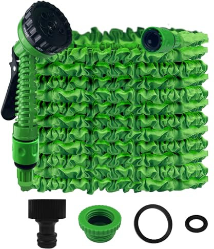 Gsakskdsap 30m Tubo Estensibile da Giardino, Tubo per Irrigazione con 7 Modalità di Spruzzo Funzioni, Manichetta per Irrigazione con Pistola Acqua Per Lavaggio Auto, Giardino, Prato