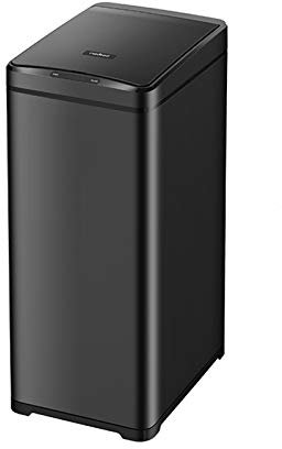 CAFIEDR Poubelle de Cuisine de Grande capacité avec Couvercle en Acier Inoxydable, Poubelle Intelligente rectangulaire à Induction(Noir 50L)