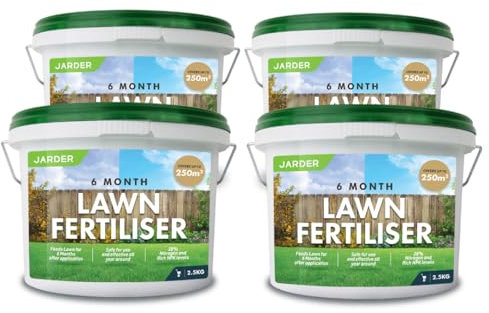 Jarder 6 Month NPK Lawn Fertiliser 10kg - Effects Last 6 Months - Can be Applied Any Time in the Year - 28% Rich Nitrogen Content - 400m2 Coverage