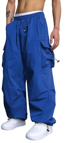 ZAFUL Mens Parachute Pants Flat Pocket Y2K Casual Pants Baggy Cargo Pants