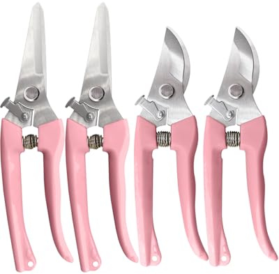 BINCKIN Garden Scissor for Plant, 4 Pcs Floral Scissors, Tip Pruning Shears Bulk for Cutting Flowers, Bonsai, Fruits and Trimming Plants(Pink)
