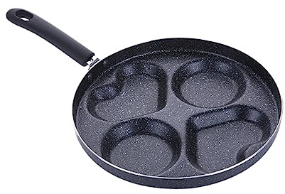 VALICLUD Casserole à Quatre pour Œufs et Crêpes Poêle à Steak Forme de Cœur Antiadhésive Compatible Cuisinière à Gaz