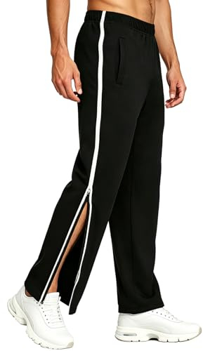 Neteson Pantaloni da Jogging Pantaloni da Allenamento da Uomo Pantaloni da Riabilitazione con Apertura Laterale Pantaloni Sportivi Postoperatori