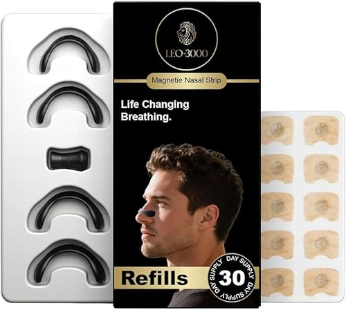 Magnetic Nose Strips - Magnetic Nasal Strips for Breathing (30 Pack) - Anti-Snoring Aids for Men & Women, Comfortable Nose Strips to Reduce Snoring, Improve Airflow & Enhance Sleep Quality