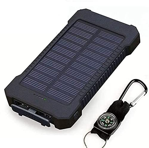 Caricabatterie portatile Solar Power Bank Impermeabile 50000Mah Caricabatterie solare Porte USB Caricabatterie esterno Powerbank con luce a led, rosso, nero