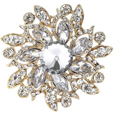 fdsmall Bunte Strass Kristall Blumenbrosche für Frauen elegante Hochzeitsparty Pins Vintage Mode Kleid Pin